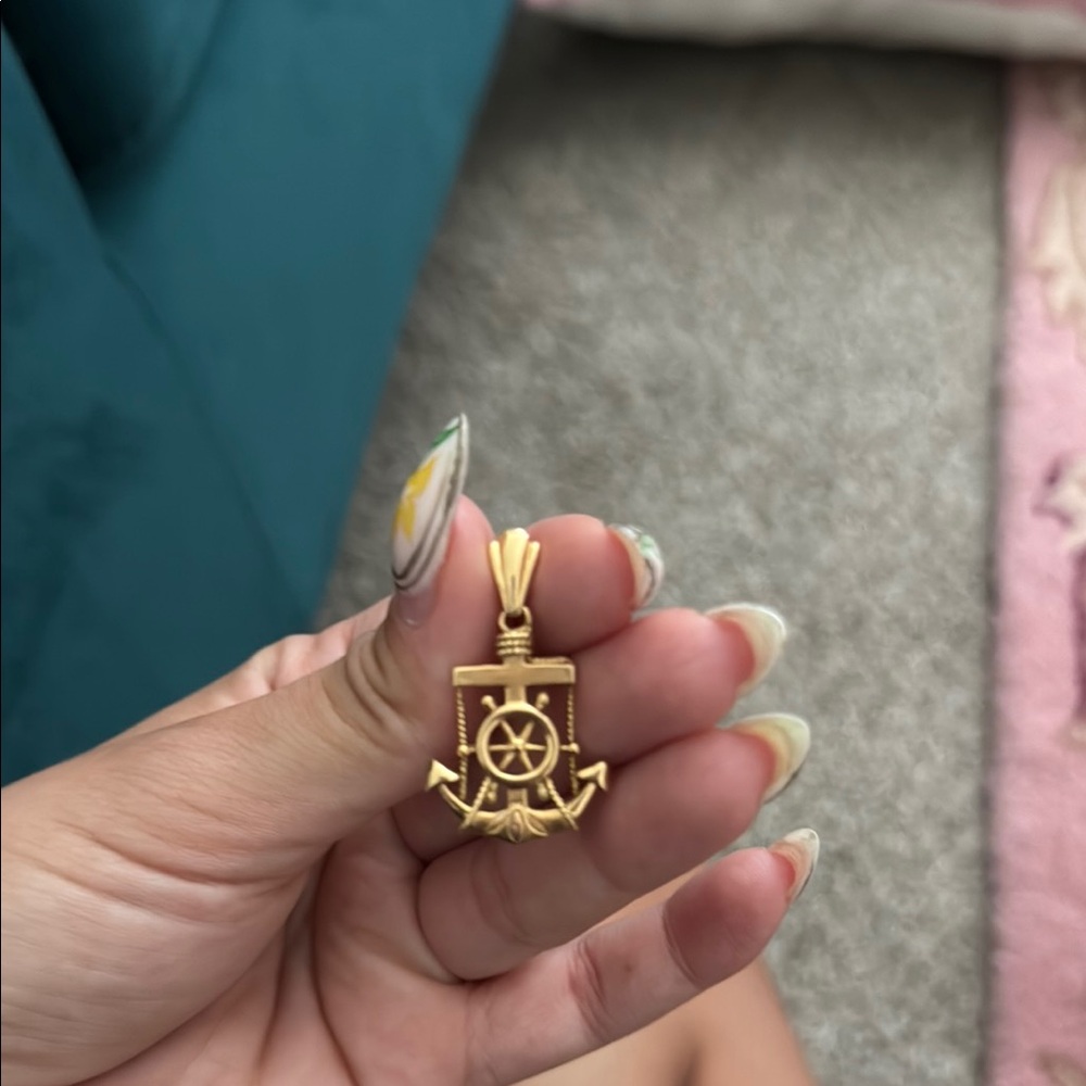 Gold Nautical Anchor Pendant
